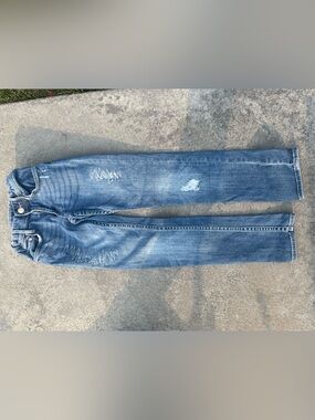 &Denim Skinny Ripped Denim Jeans in Washed Blue